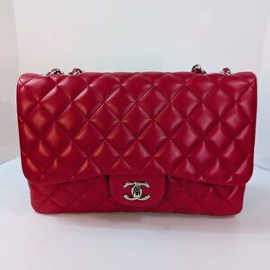 Chanel Red Classic Jumbo Single Flap Bag